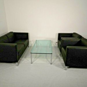 New Walter Knoll Foster 500 Black leather sofa and 2 chairs and a Crystal glass   | eBay