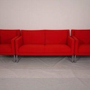 Pristine Walter Knoll Jason 391 sofa and 2 chairs in red fabric  | eBay