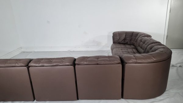 Vintage DS 11 Modular Sofa in Brown Patchwork Leather from de Sede, 1970s, Set of 6