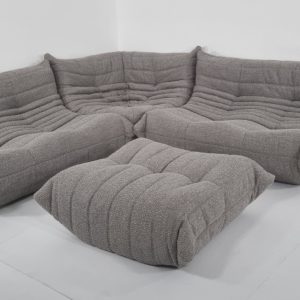 Ligne Roset Togo set of 2x2-seater, corner, foostool in grey boucle