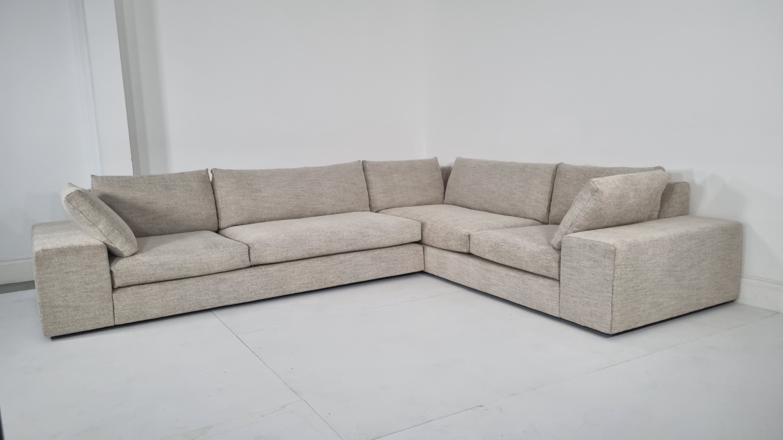 Ligne Roset Exclusif corner sofa in cream and slate grey interwoven fabric | eBay UK