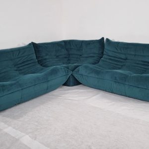 Ligne Roset Togo suite of 2 x 2-seater and corner in Teal velvet sublime conditi