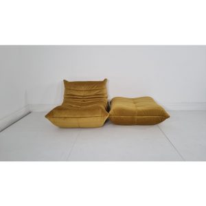 Ligne Roset Togo chair and footstool in bronze gold velvet immaculate | eBay UK