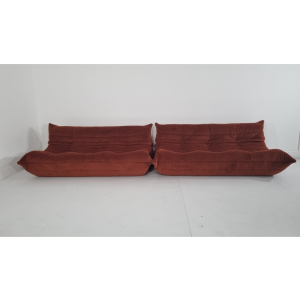 Ligne Roset pair of 3 seater Togo's in russet velvet immaculate | eBay UK