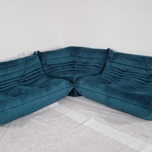 Ligne Roset Togo suite 2x2 seater and corner in Green teal velvet stunning condi | eBay UK
