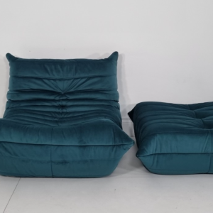 Ligne Roset Togo chair and footstool in Teal velvet immaculate condition | eBay UK